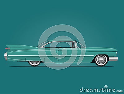 Classic American Car Illustration Vector Illustration
