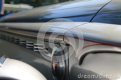 Classic american car side hood detail 4 Editorial Stock Photo