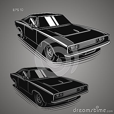 Classic american muscle car vector illustration Vector Illustration