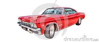 Classic American 1960s Chevy Impala isolated on a white background Editorial Stock Photo