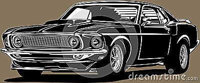 Classic american vintage retro icon of muscle car Ford Mustang Stock Photo