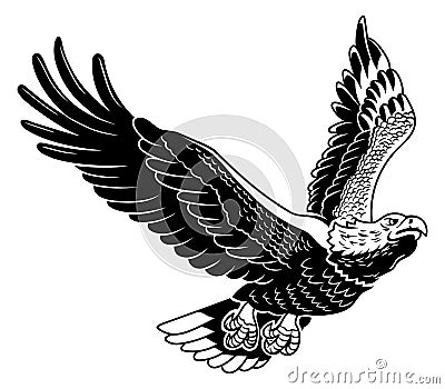 Classic American wild eagle emblem in the fly Vector Illustration