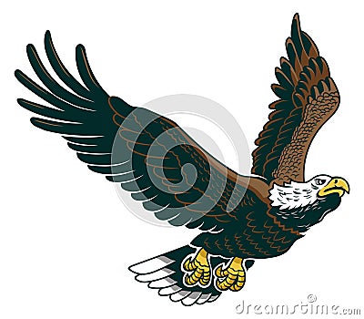 Classic American wild eagle emblem in the fly Vector Illustration