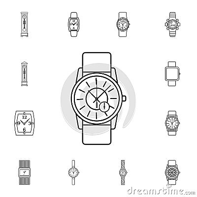 Classic Analog Men Wrist Watch line icon. Clock Icon. Premium quality graphic design. Signs, symbols collection, simple icon for w Stock Photo