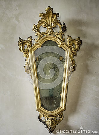 Classic antique mirror with gilded frame Stock Photo