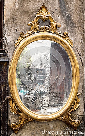 Classic antique mirror with gilded frame Stock Photo