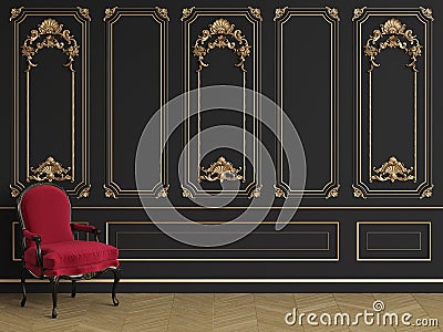 Classic armchair in classic interior with copy space Stock Photo