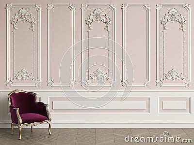 Classic armchair in classic interior with copy space Stock Photo