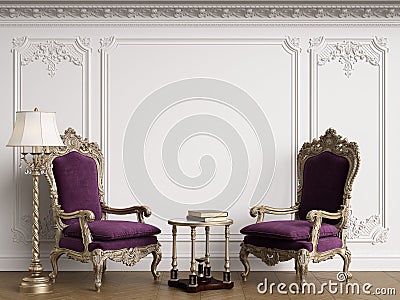 Classic armchairs in classic interior with copy space Stock Photo