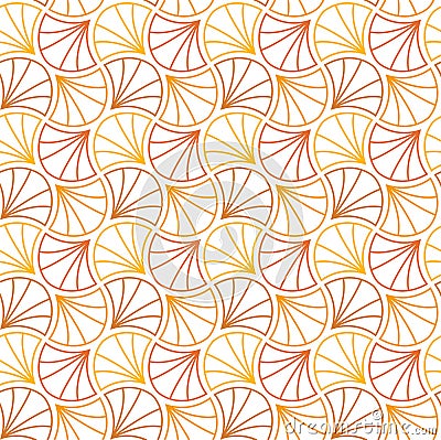 Japanese Shell Ornamental Vector Background. Art Deco Floral Seamless Pattern. Geometric decorative texture. Vector Illustration