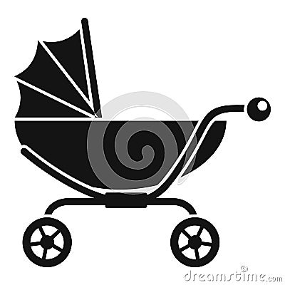 Classic baby pram icon, simple style Vector Illustration