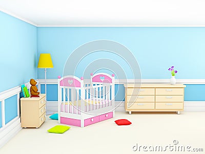 Classic baby room blue Cartoon Illustration