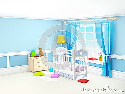 Classic baby room blue Cartoon Illustration