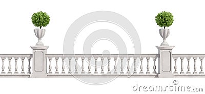 Classic balustrade isolated on white Stock Photo