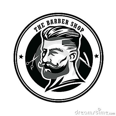 Classic Barber Shop Vintage Logo Design Vector Illustration Vector Illustration