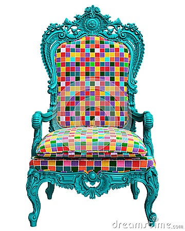 Classic baroque armchair in pop art style isolated on white background Stock Photo