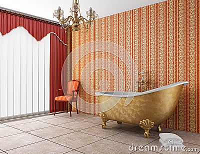 Classic bathroom with old bathtub Stock Photo