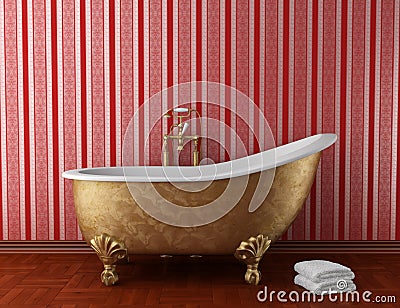 Classic bathroom with old bathtub Stock Photo