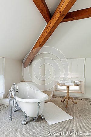 Classic bathroom with white tub Stock Photo