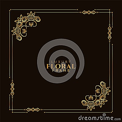 Classic beautiful golden floral frame background Vector Illustration