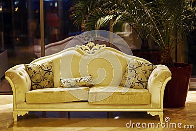 Classic beautiful interior white sofa Stock Photo