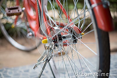 Classic bicycle brake drum, Close-up Stock Photo
