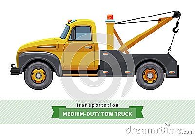 Classic medium duty tow truck side view Vector Illustration