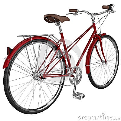 Classic bike with luggage. 3D graphic Stock Photo