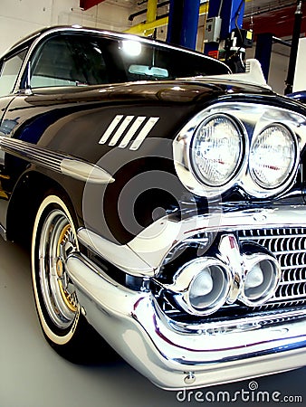 Classic Black 50s American Car Stock Photo