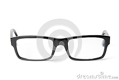 Classic black eye glasses front Stock Photo