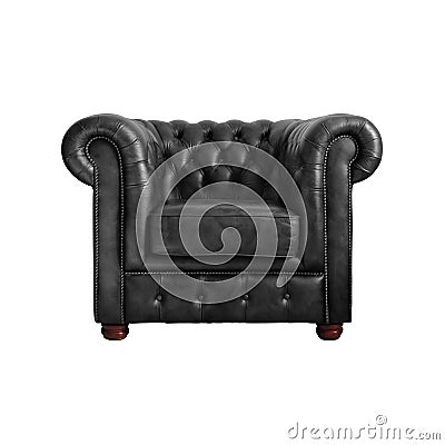 Classic Black leather armchair isolated on white background Stock Photo