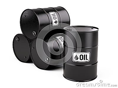 Classic Black Metal Oil Barrels Drum on white background Cartoon Illustration