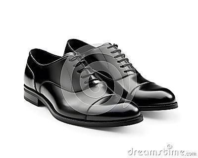 Black oxford shoes isolated on a white background. Generative AI Stock Photo