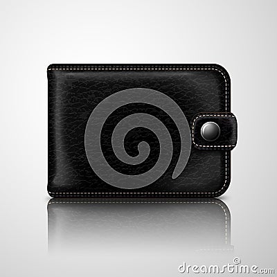 Classic black wallet leather textured Vector Illustration