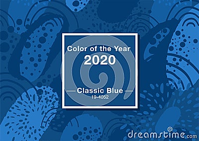 Classic Blue abstract background. Color of the year 2020. Vector Illustration