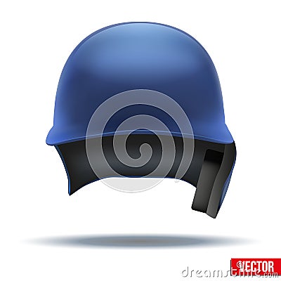 Classic blue Baseball helmet front view. Vector Vector Illustration