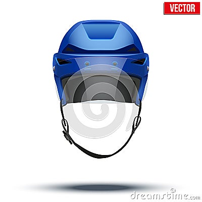 Classic blue Ice Hockey Helmet with glass visor Vector Illustration