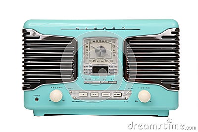 Classic blue retro radio isolated Stock Photo