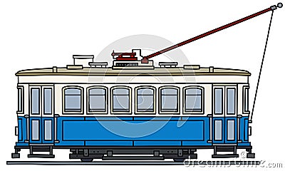 The classic blue tramway Vector Illustration