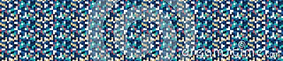 Classic Blue Vector Close Up Mini Pixel Grid Mosaic. Texture Banner Background. Dark Abstract Tiny Macro Seamless Border Pattern. Stock Photo
