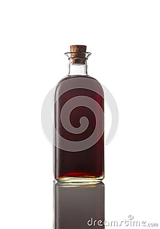 Classic bottle of red vermouth on white background. Isolated image. Vertical image Stock Photo