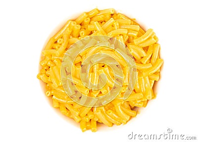 Classic Boxed Mac and Cheese in a Bowl Stock Photo
