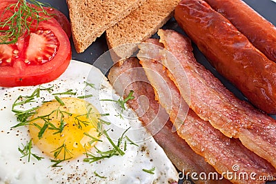 Classic breakfast with fried egg Stock Photo