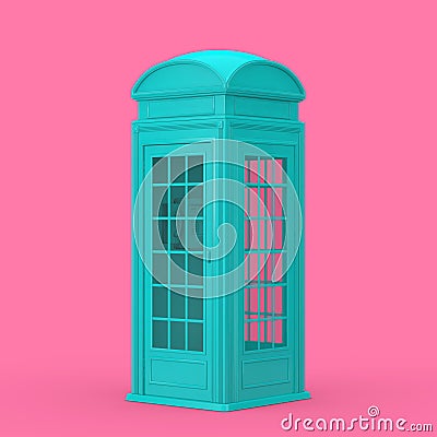 Classic British Blue Phone Booth in Duotone Style. 3d Rendering Stock Photo