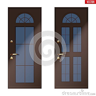 Classic brown entrance door Vector Illustration