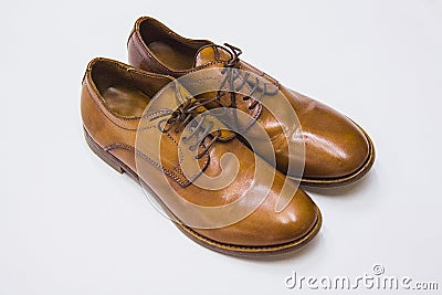 Classic brown leather male shoes Stock Photo