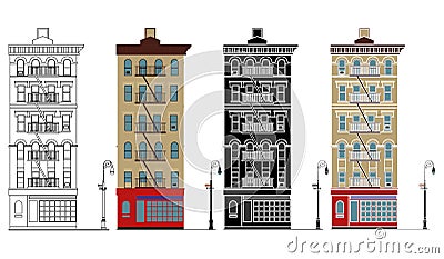 Classic Building in front view Vector Illustration