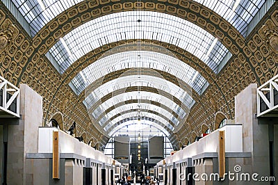 Classic building with great ceiling skylight in orsay Editorial Stock Photo