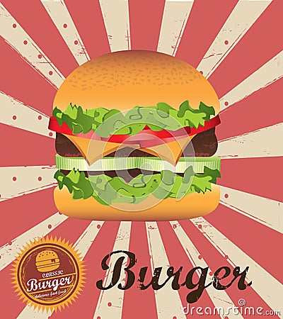 Classic burger Vector Illustration