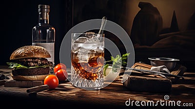 Vodka Tonic With Hamburger A Captivating Oud Bruin Photo Stock Photo